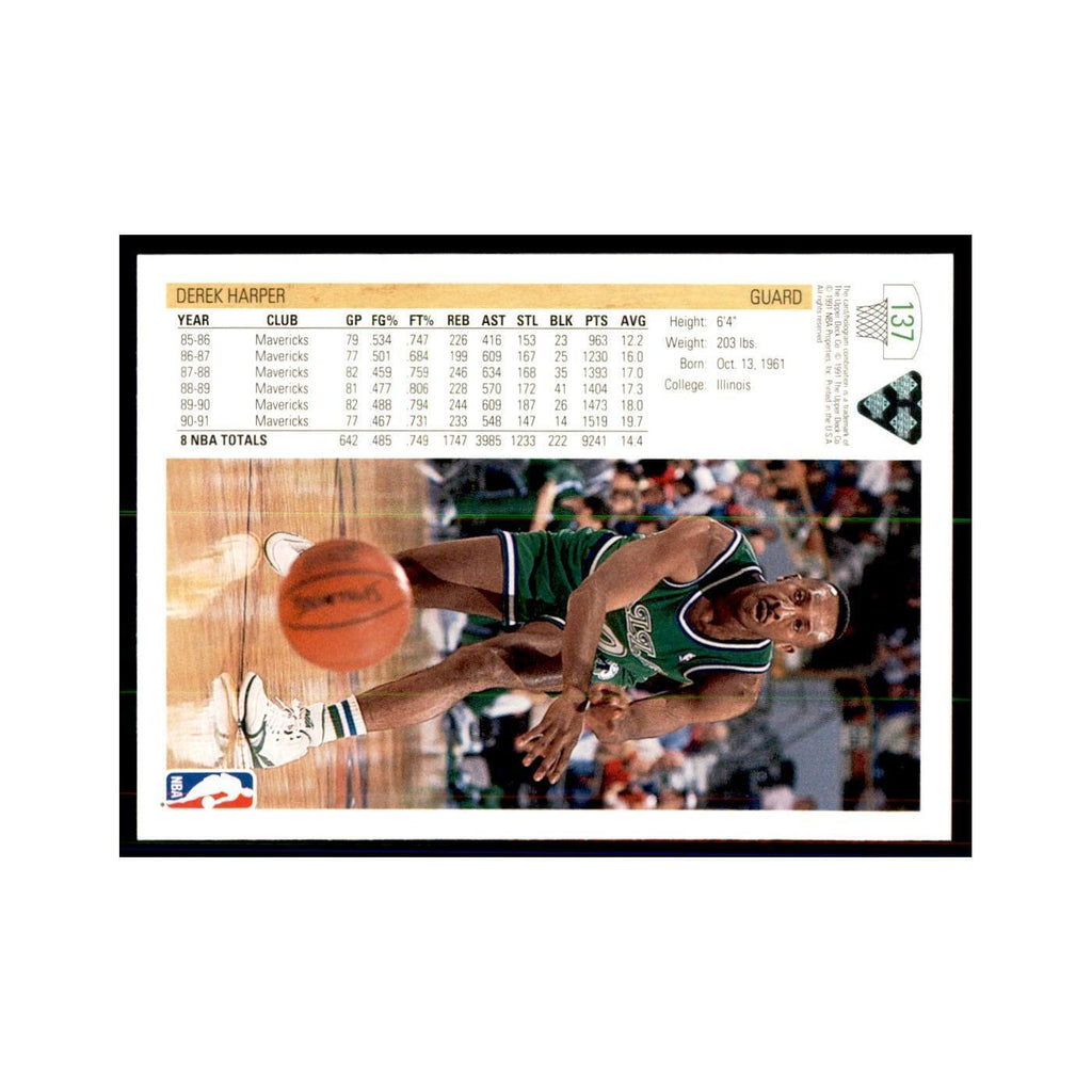1991 Upper Deck Derek Harper Basketball Cards #137