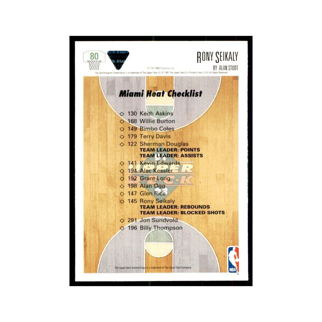 1991 Upper Deck Rony Seikaly Basketball Cards #80