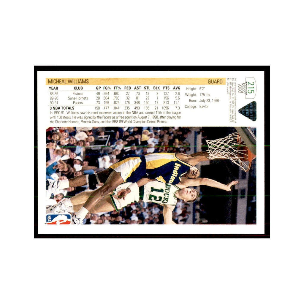 1991 Upper Deck Michael Williams Basketball Cards #215