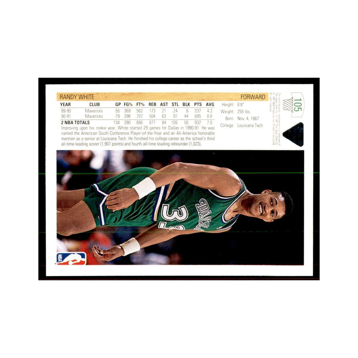 1991 Upper Deck Randy White Basketball Cards #105