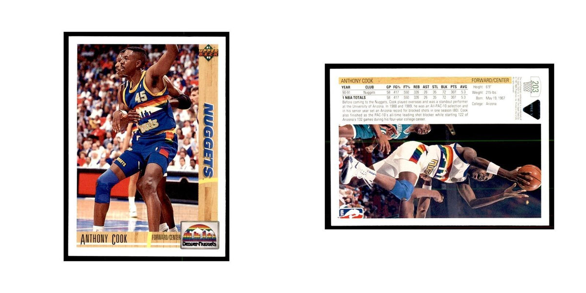 1991 Upper Deck Anthony Cook Basketball Cards #203