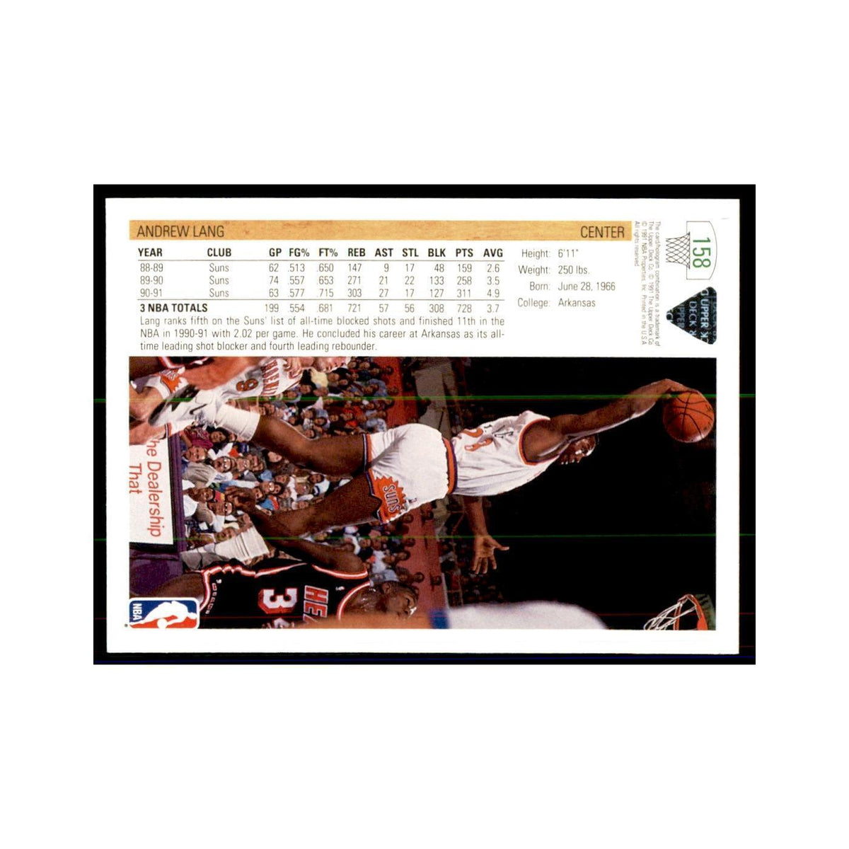 1991 Upper Deck Andrew Lang Basketball Cards #158