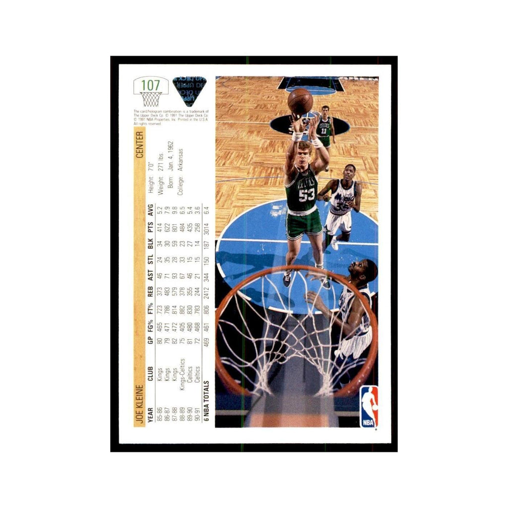 1991 Upper Deck Joe Kleine Basketball Cards #107