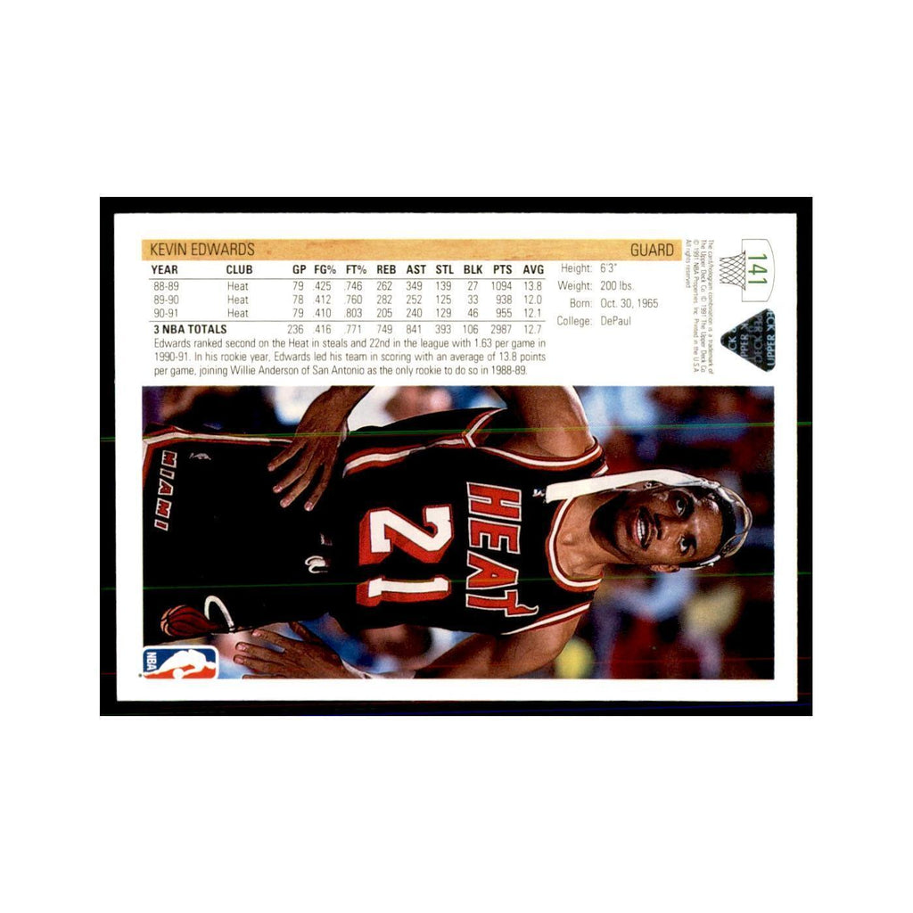 1991 Upper Deck Kevin Edwards Basketball Cards #141