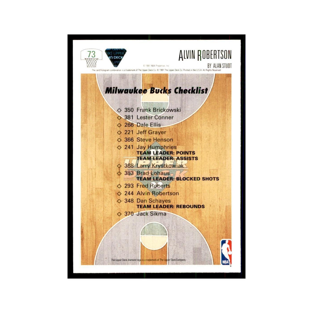 1991 Upper Deck Alvin Robertson Basketball Cards #73