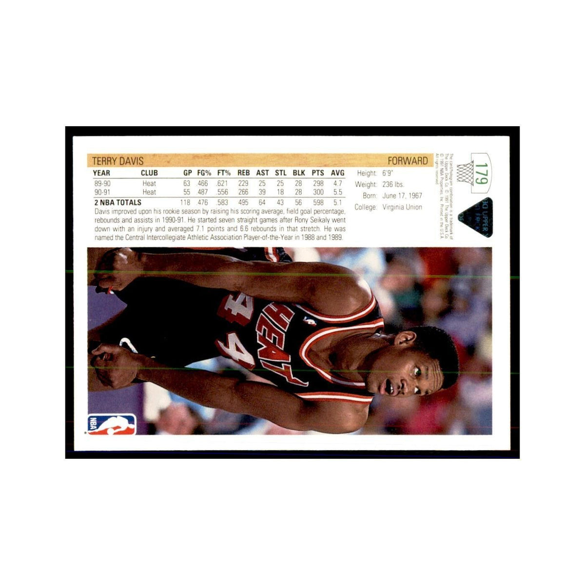1991 Upper Deck Terry Davis Basketball Cards #179