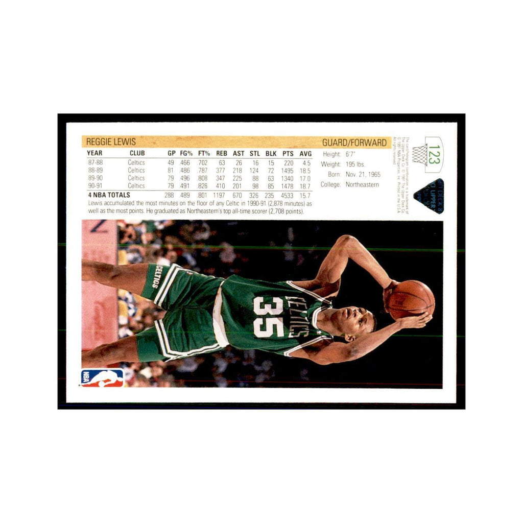 1991 Upper Deck Reggie Lewis Basketball Cards #123