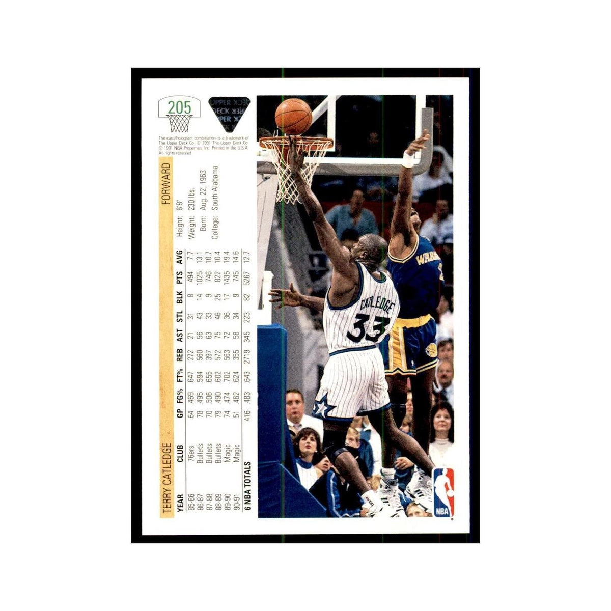1991 Upper Deck Terry Catledge Basketball Cards #205