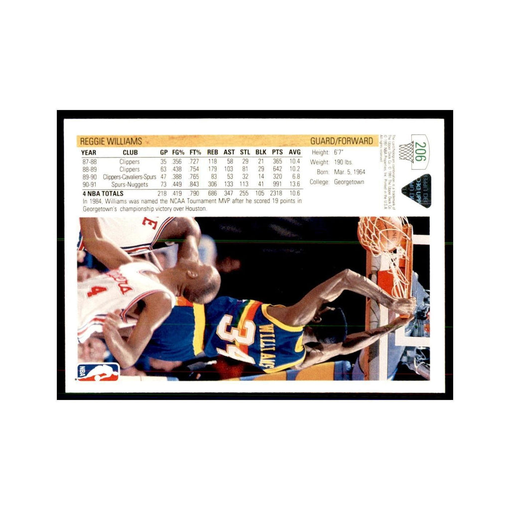 1991 Upper Deck Reggie Williams Basketball Cards #206