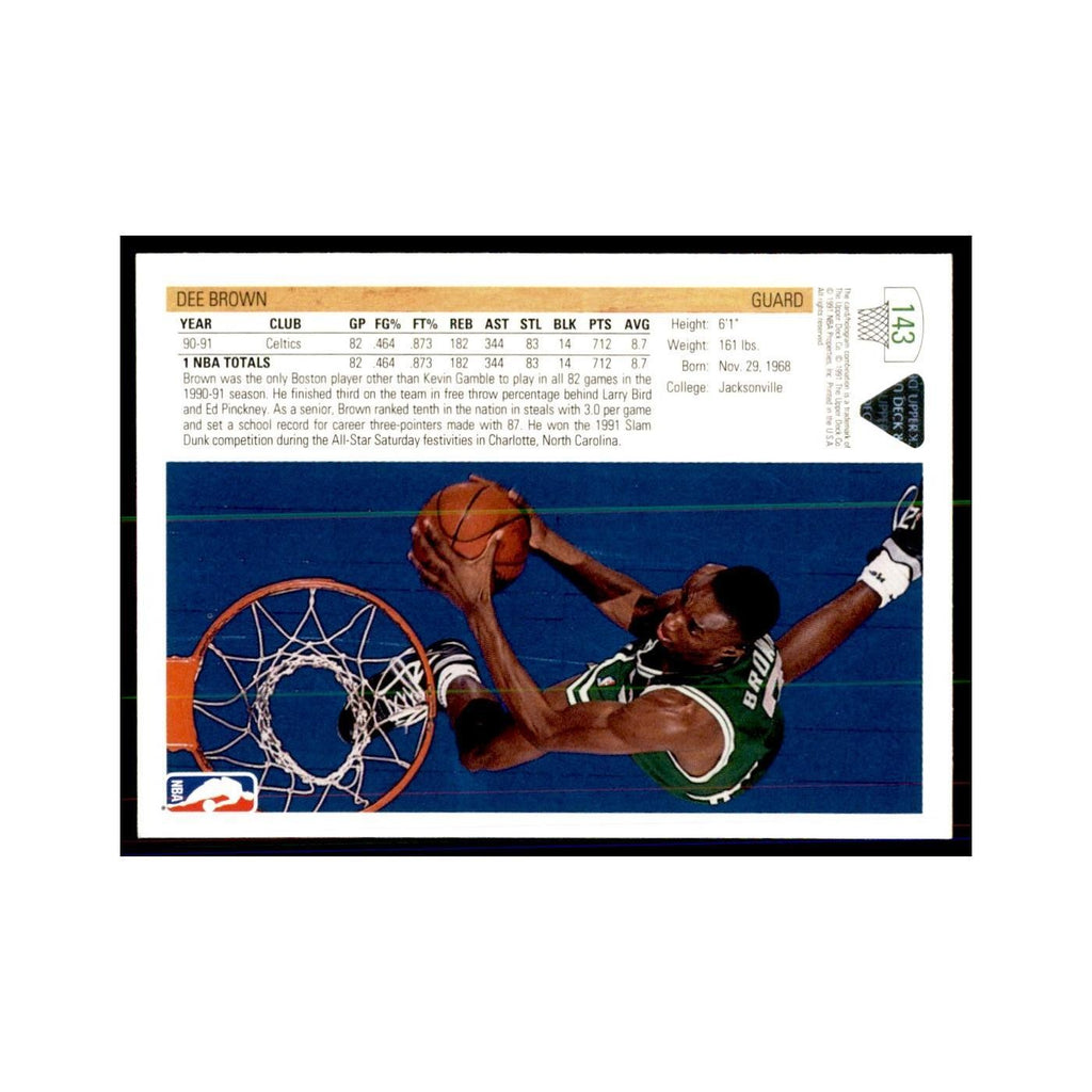 1991 Upper Deck Dee Brown Basketball Cards #143
