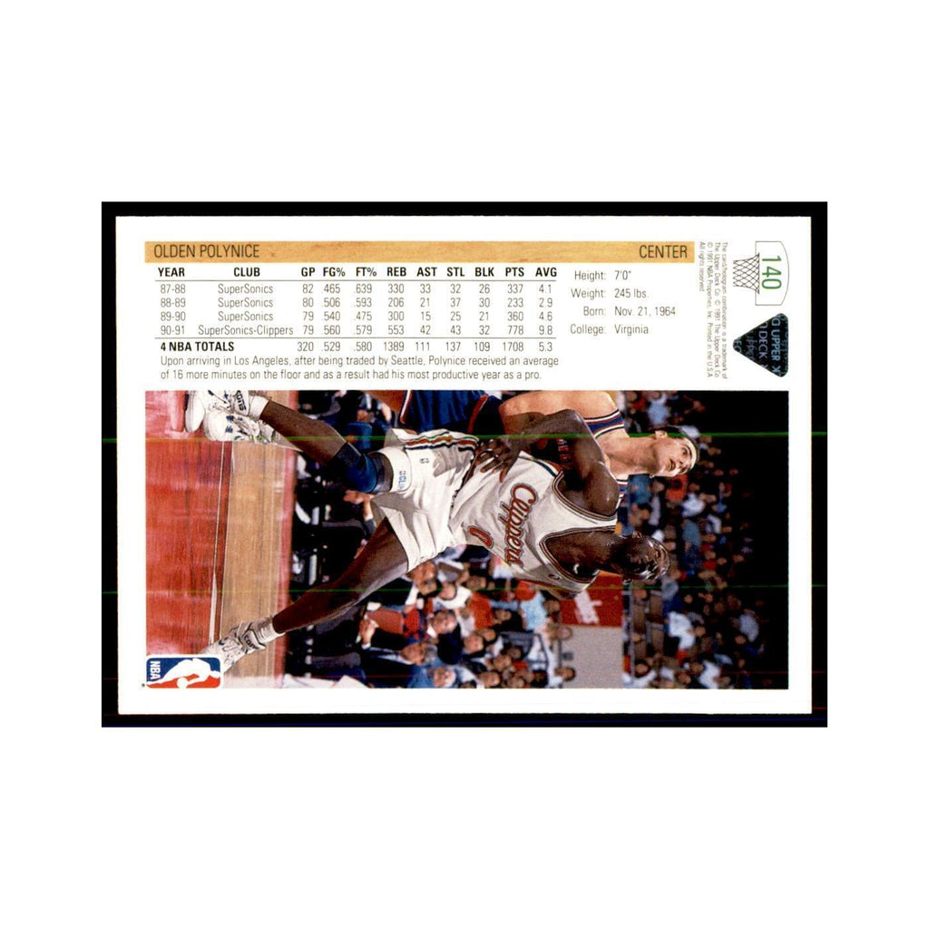 1991 Upper Deck Olden Polynice Basketball Cards #140