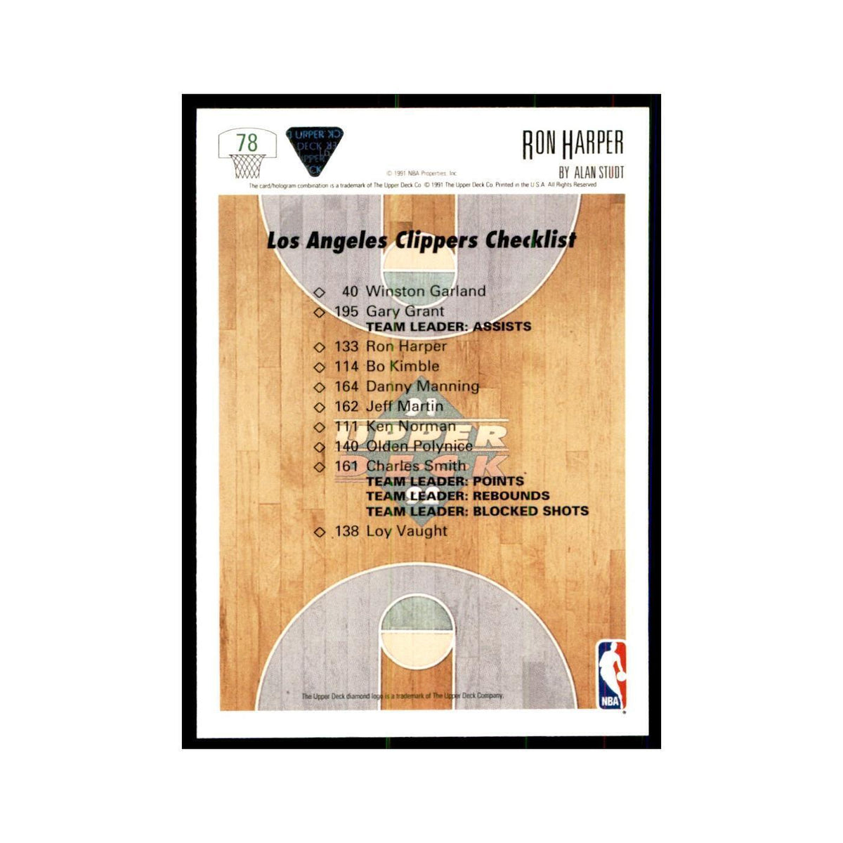 1991 Upper Deck Ron Harper Basketball Cards #78