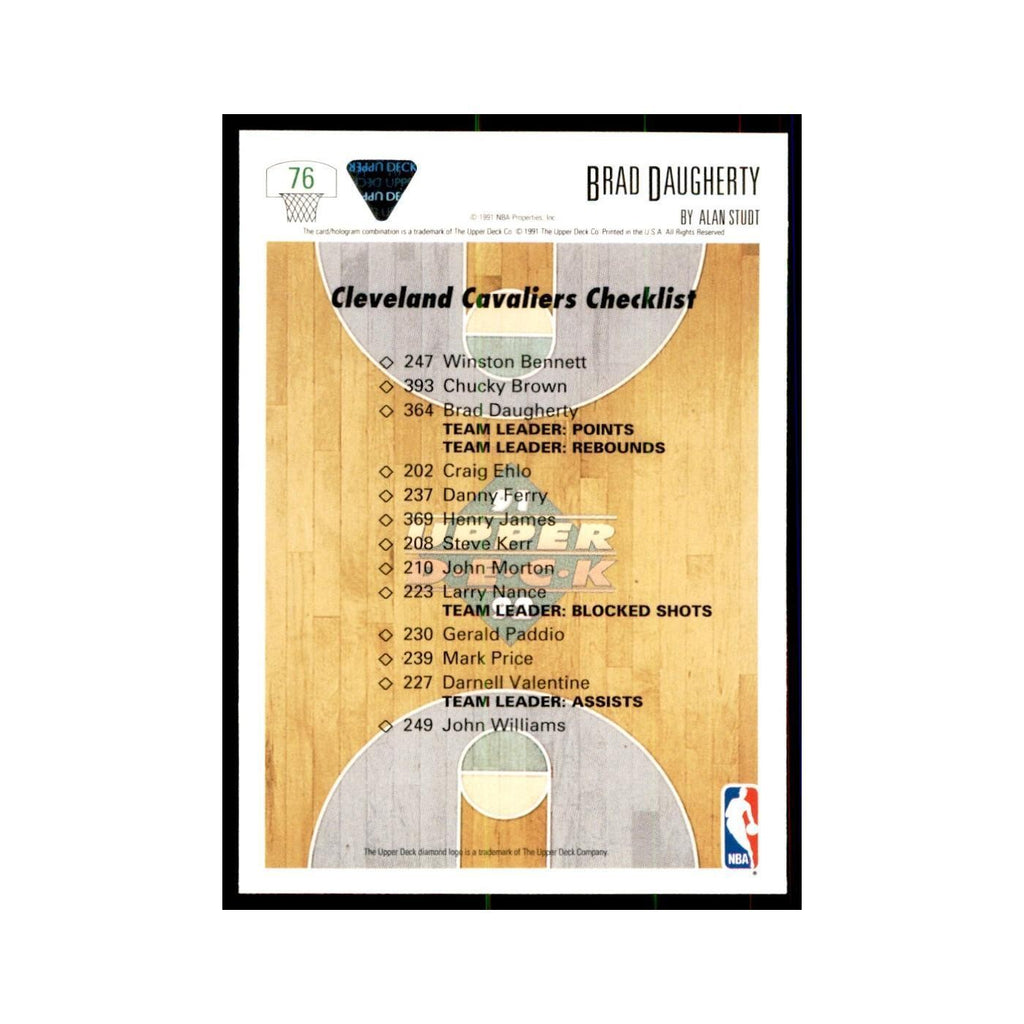 1991 Upper Deck Brad Daugherty Basketball Cards #76