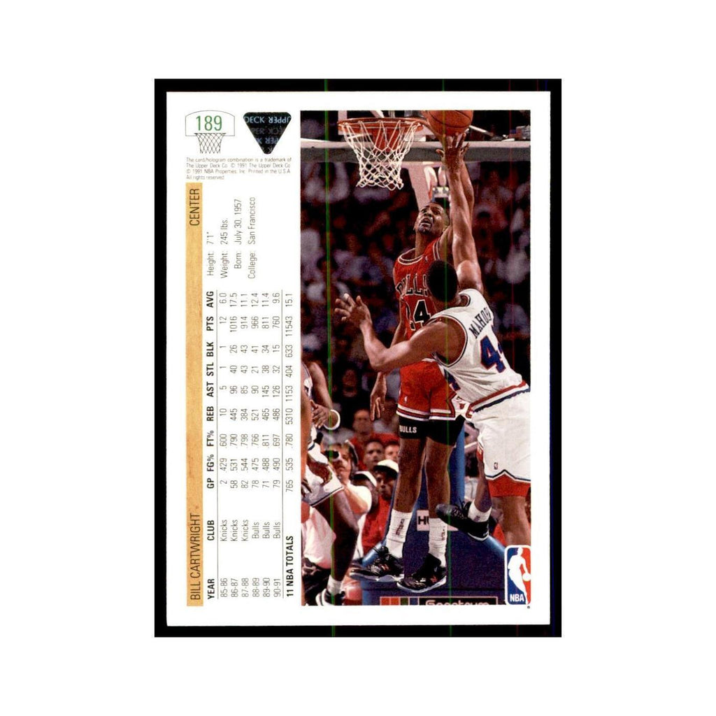 1991 Upper Deck Bill Cartwright Basketball Cards #189