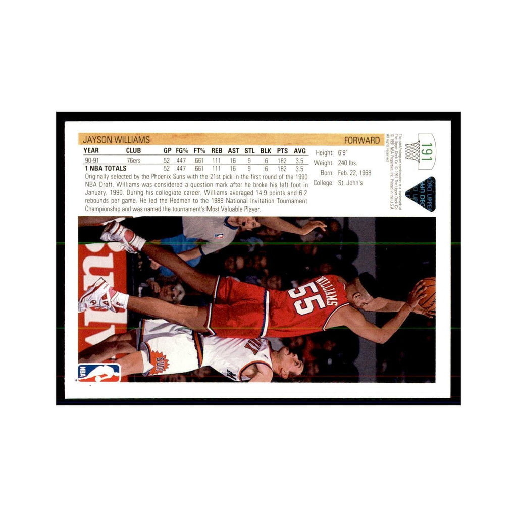 1991 Upper Deck Jayson Williams Basketball Cards #191