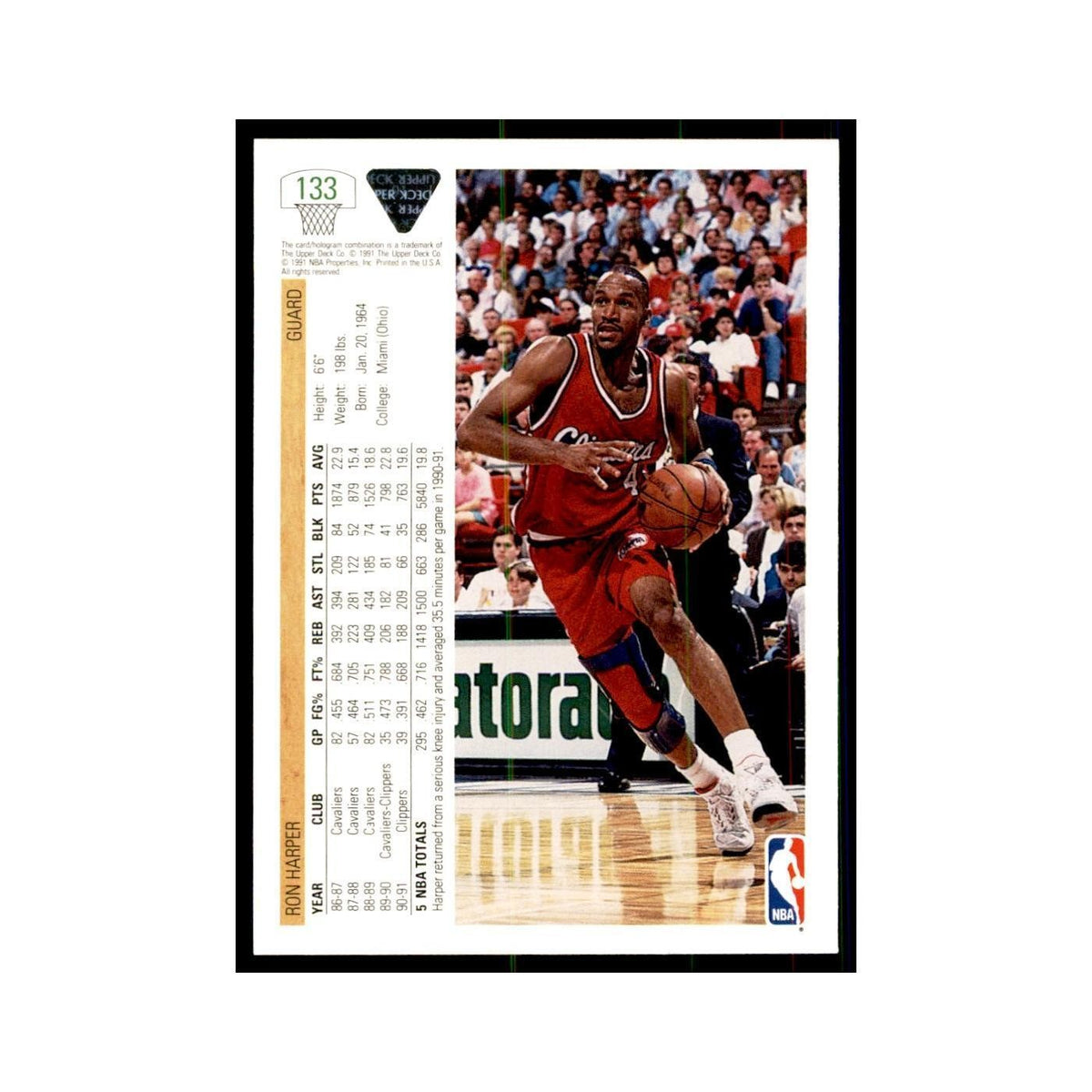 1991 Upper Deck Ron Harper Basketball Cards #133