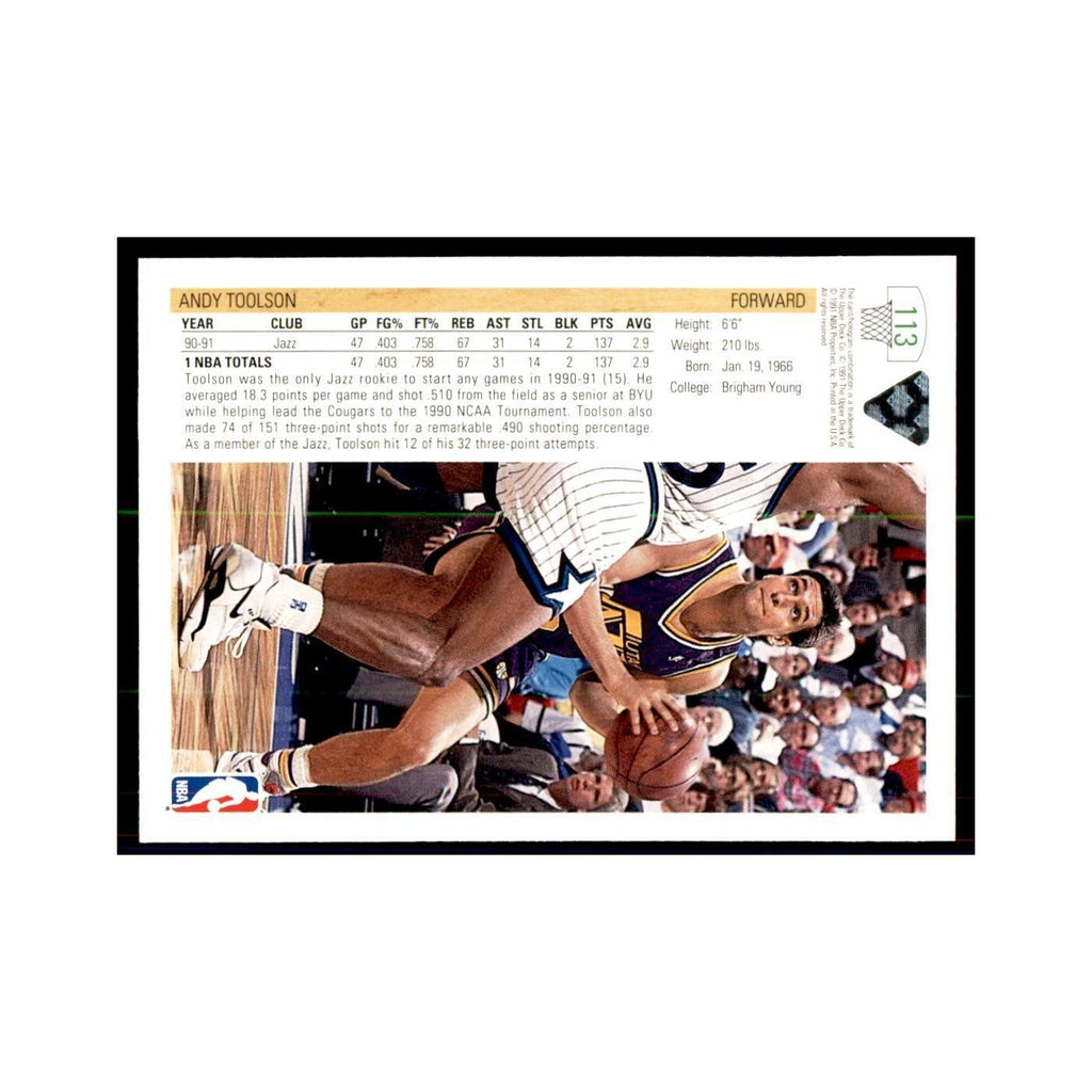 1991 Upper Deck Andy Toolson Basketball Cards #113