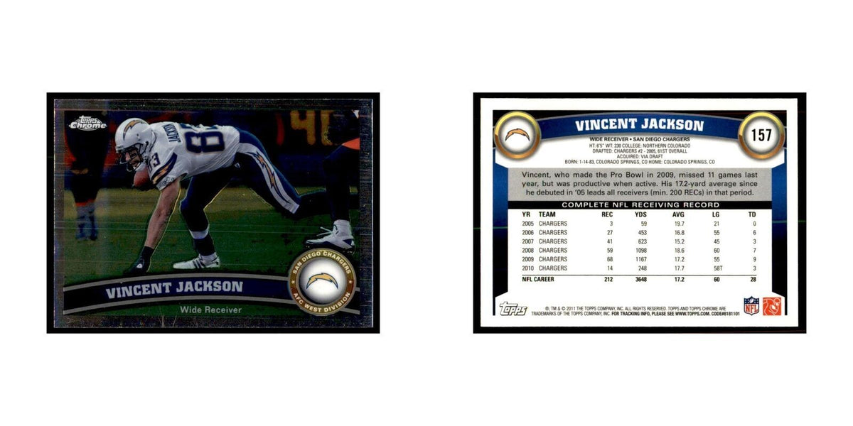 2011 Topps Chrome Vincent Jackson Football Cards #157