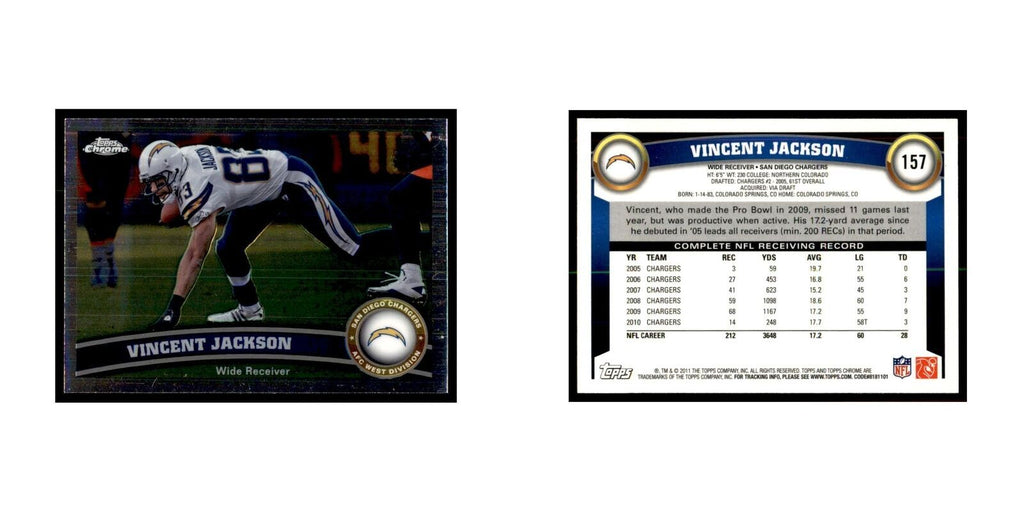 2011 Topps Chrome Vincent Jackson Football Cards #157