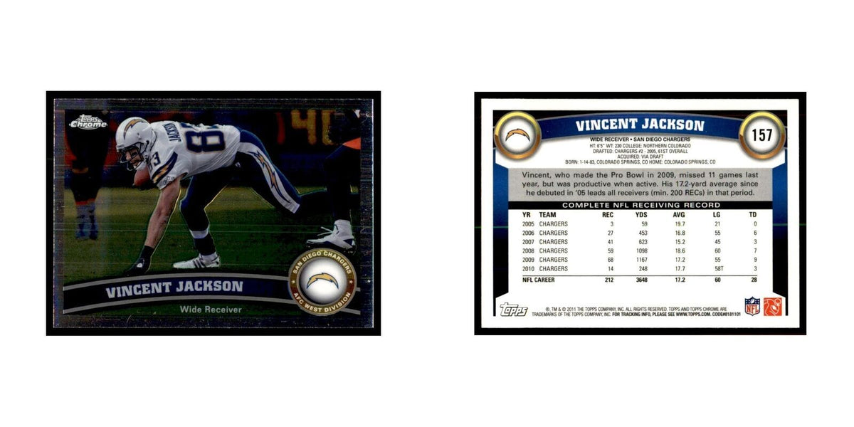 2011 Topps Chrome Vincent Jackson Football Cards #157