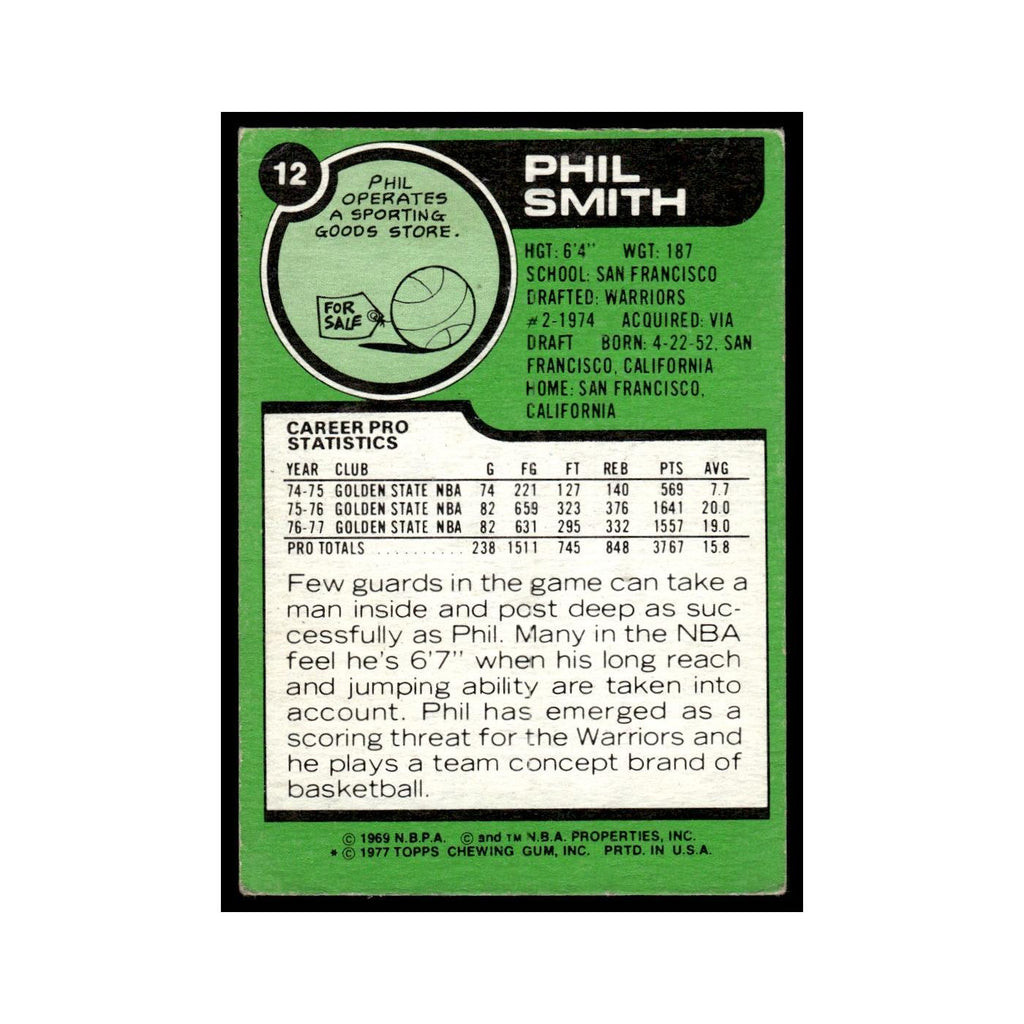 1977 Topps Phil Smith Golden State Warriors #12