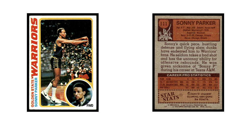 1978 Topps Sonny Parker Golden State Warriors #111