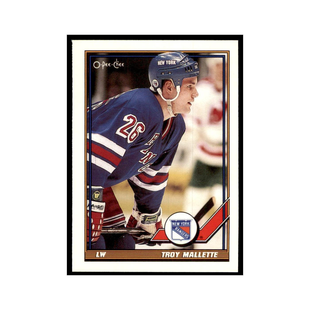 Troy Mallette 1991 O-Pee-Chee #474 New York Rangers Hockey Card NM