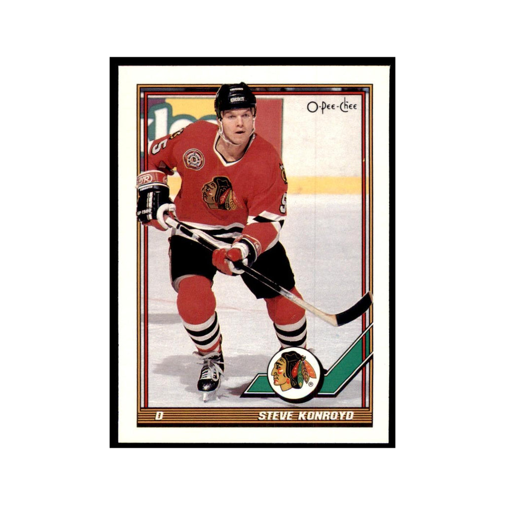 Steve Konroyd 1991 O-Pee-Chee #366 Chicago Blackhawks Hockey Card NM