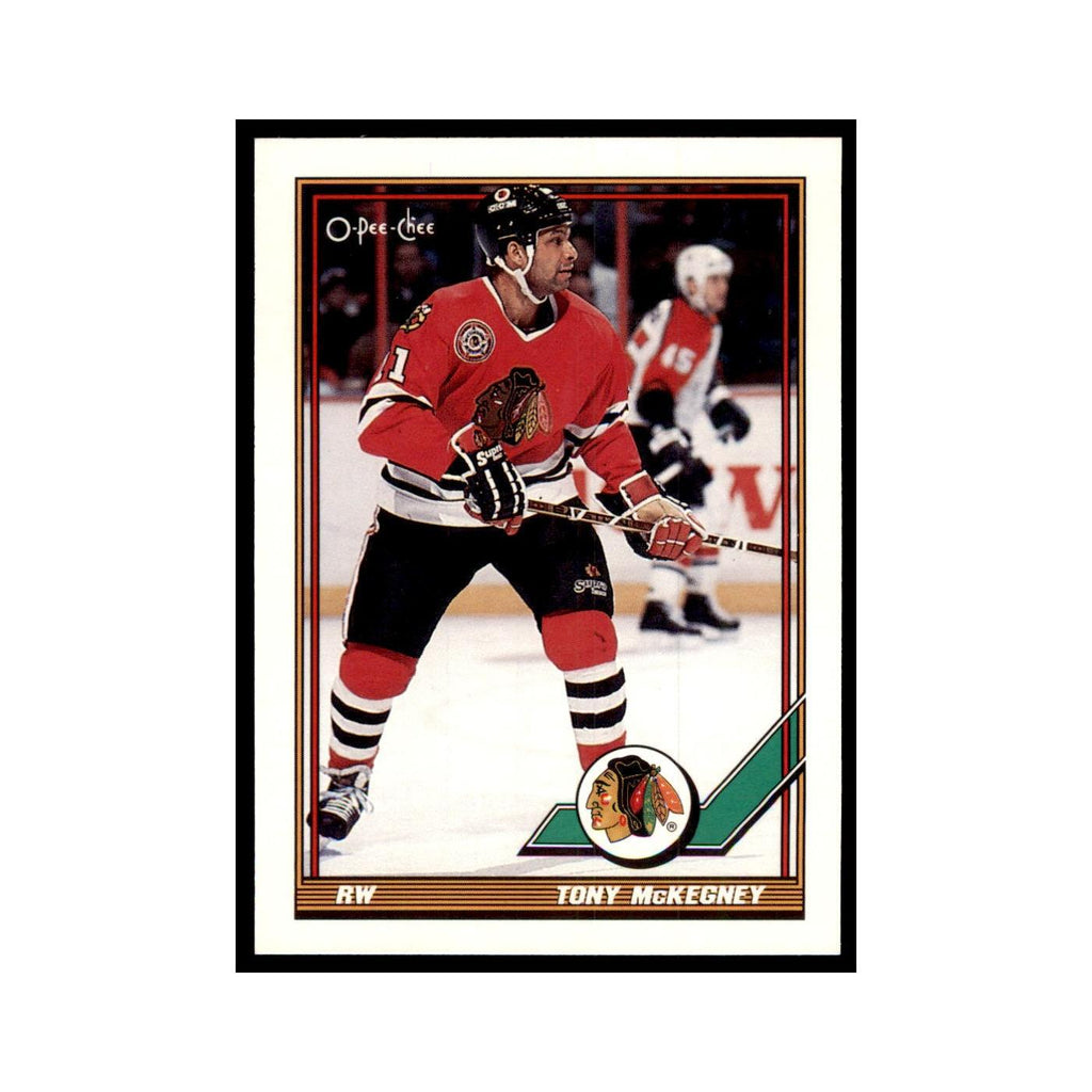 Tony McKegney 1991 O-Pee-Chee #484 Chicago Blackhawks Hockey Card NM