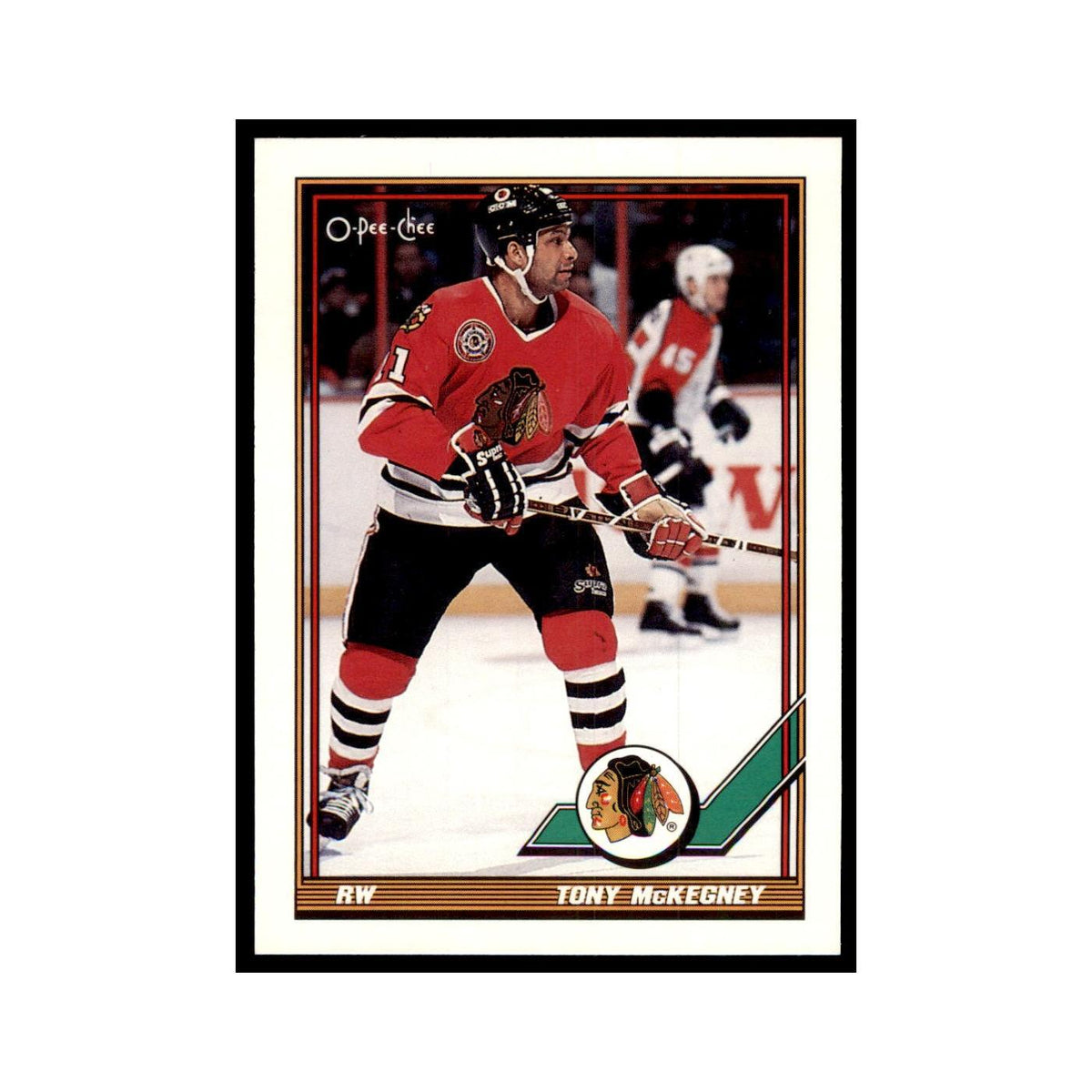 Tony McKegney 1991 O-Pee-Chee #484 Chicago Blackhawks Hockey Card NM