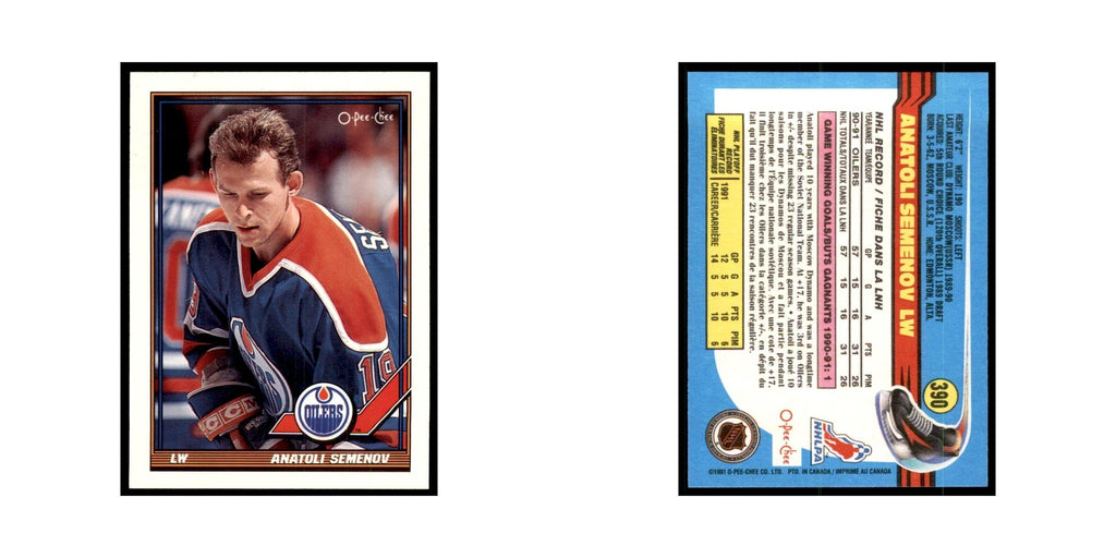 Anatoli Semenov 1991 O-Pee-Chee #390 Edmonton Oilers Hockey Card NM