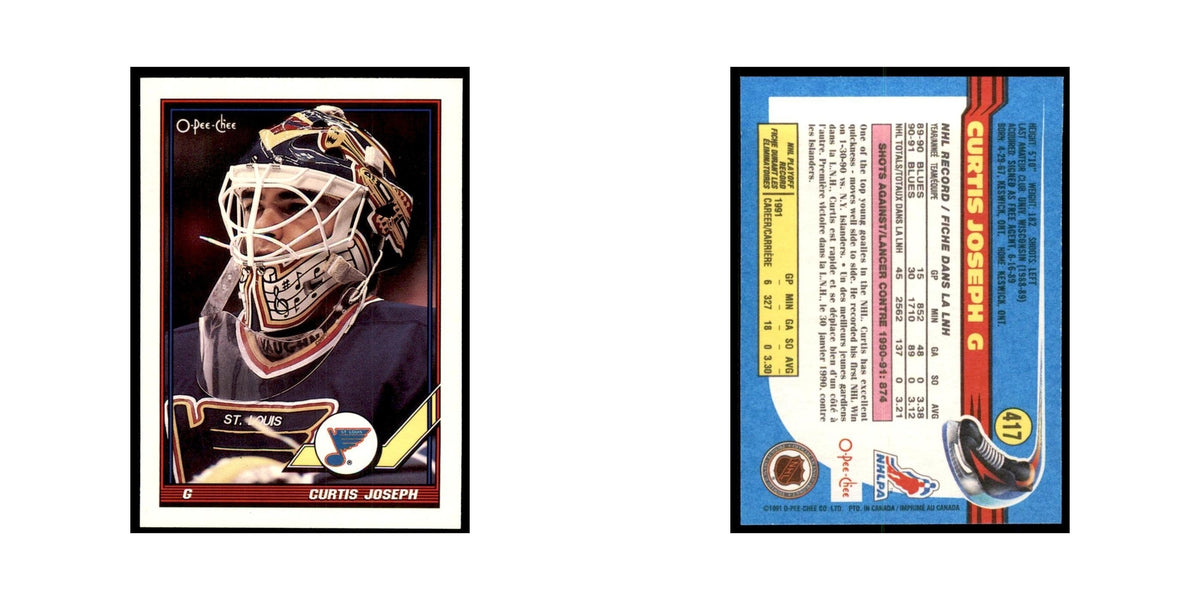 Curtis Joseph 1991 O-Pee-Chee #417 St. Louis Blues Hockey Card NM