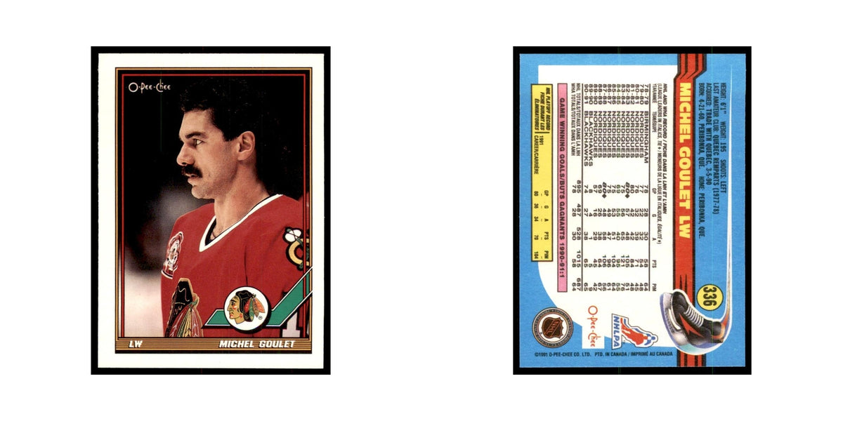 Michel Goulet 1991 O-Pee-Chee #336 Chicago Blackhawks Hockey Card NM