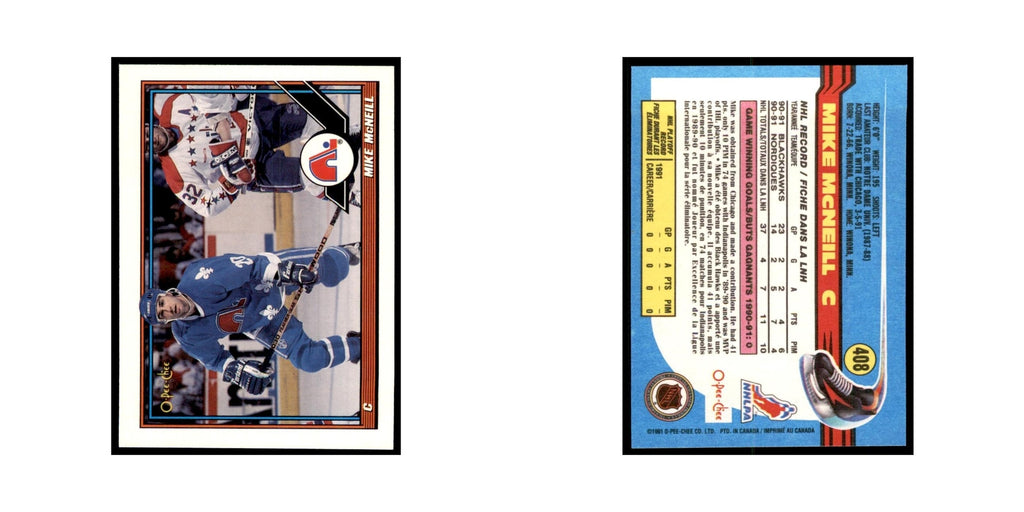 Mike McNeill 1991 O-Pee-Chee #408 Quebec Nordiques Hockey Card NM