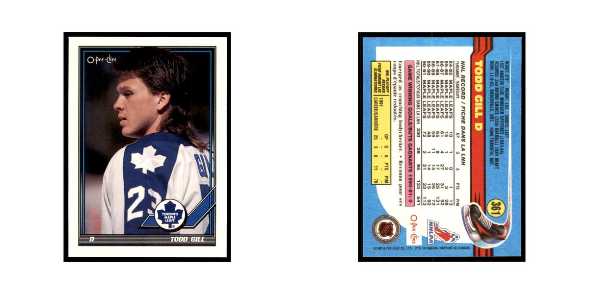 Todd Gill 1991 O-Pee-Chee #361 Toronto Maple Leafs Hockey Card NM
