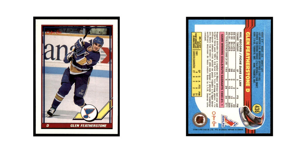 Glen Featherstone 1991 O-Pee-Chee #436 St. Louis Blues Hockey Card NM