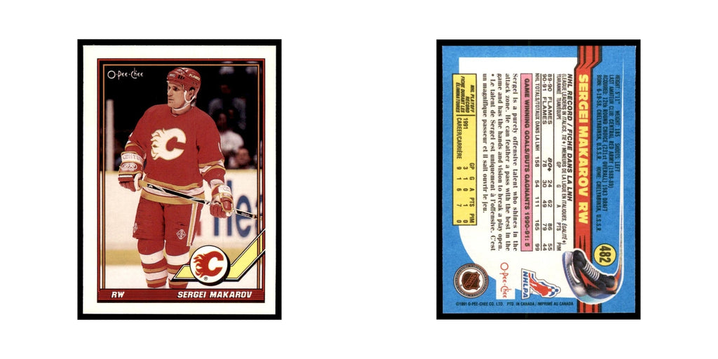 Sergei Makarov 1991 O-Pee-Chee #482 Calgary Flames Hockey Card NM