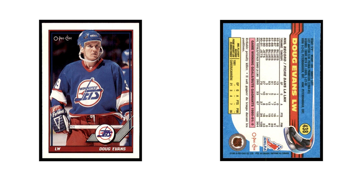 Doug Evans 1991 O-Pee-Chee #438 Winnipeg Jets Hockey Card NM