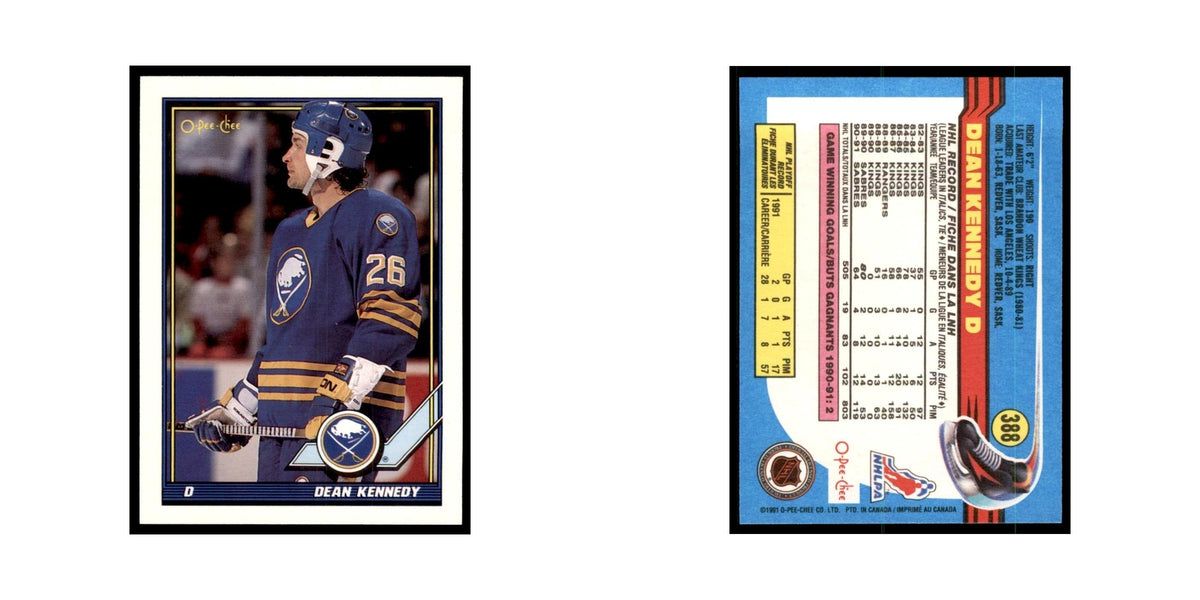 Dean Kennedy 1991 O-Pee-Chee #388 Buffalo Sabres Hockey Card NM