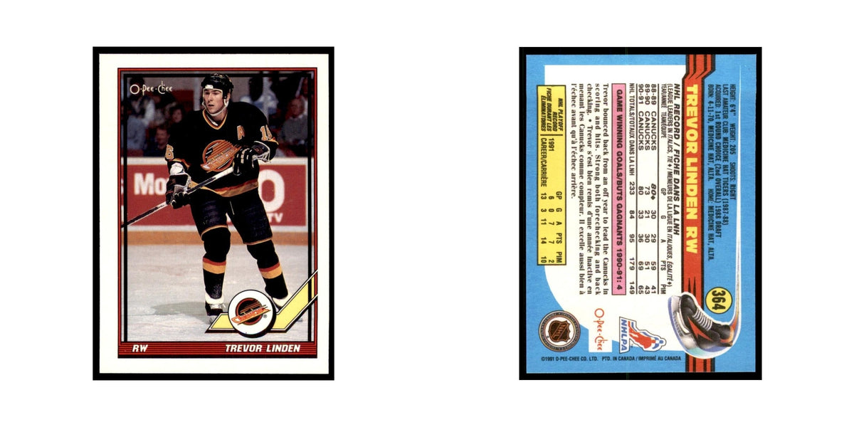 Trevor Linden 1991 O-Pee-Chee #364 Vancouver Canucks Hockey Card NM