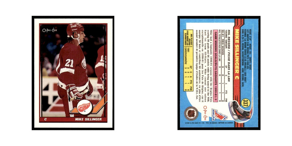 Mike Sillinger 1991 O-Pee-Chee #337 Detroit Red Wings Hockey Card NM