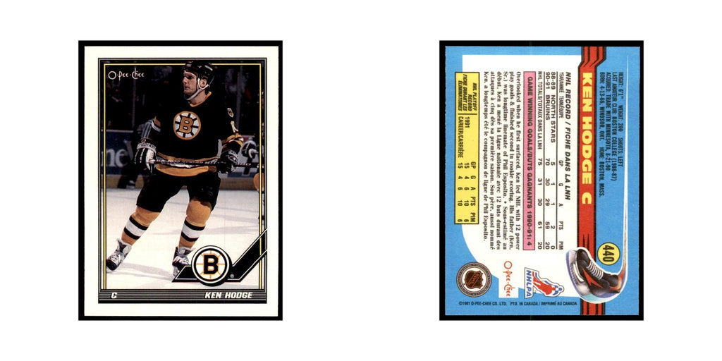 Ken Hodge 1991 O-Pee-Chee #440 Boston Bruins Hockey Card NM