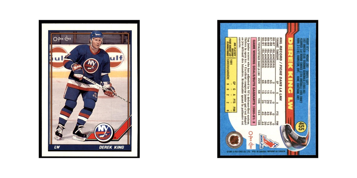 Derek King 1991 O-Pee-Chee #455 New York Islanders Hockey Card NM