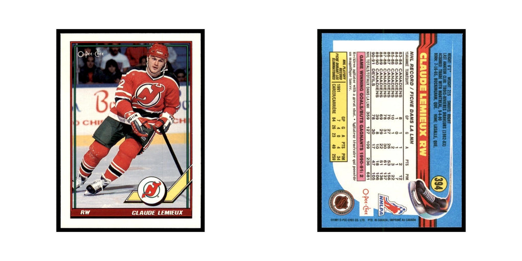 Claude Lemieux 1991 O-Pee-Chee #394 New Jersey Devils Hockey Card NM