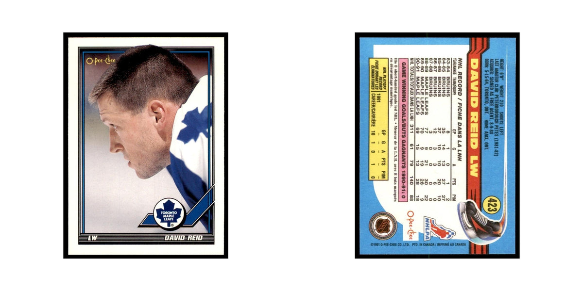 David Reid 1991 O-Pee-Chee #423 Toronto Maple Leafs Hockey Card NM