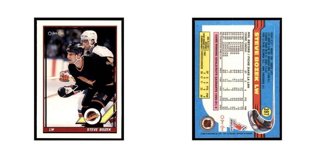 Steve Bozek 1991 O-Pee-Chee #397 Vancouver Canucks Hockey Card NM