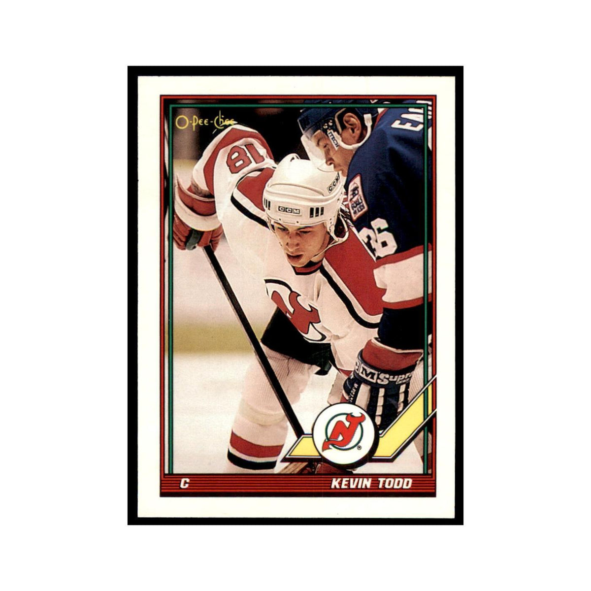 Kevin Todd Rookie 1991 O-Pee-Chee #400 New Jersey Devils Hockey Card NM