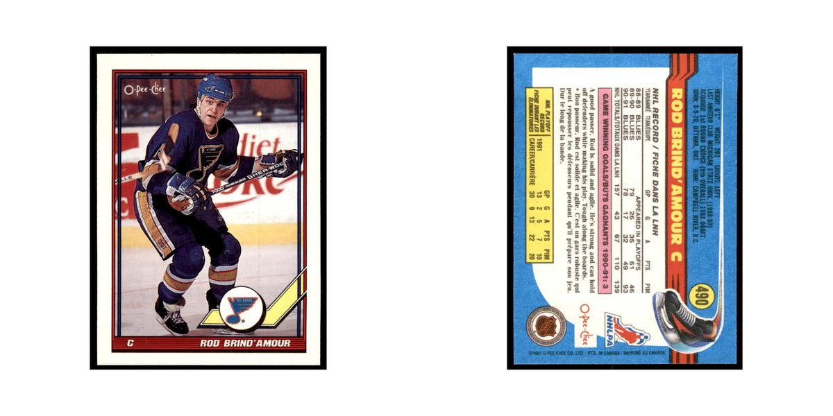 Rod Brind'Amour 1991 O-Pee-Chee #490 St. Louis Blues Hockey Card NM