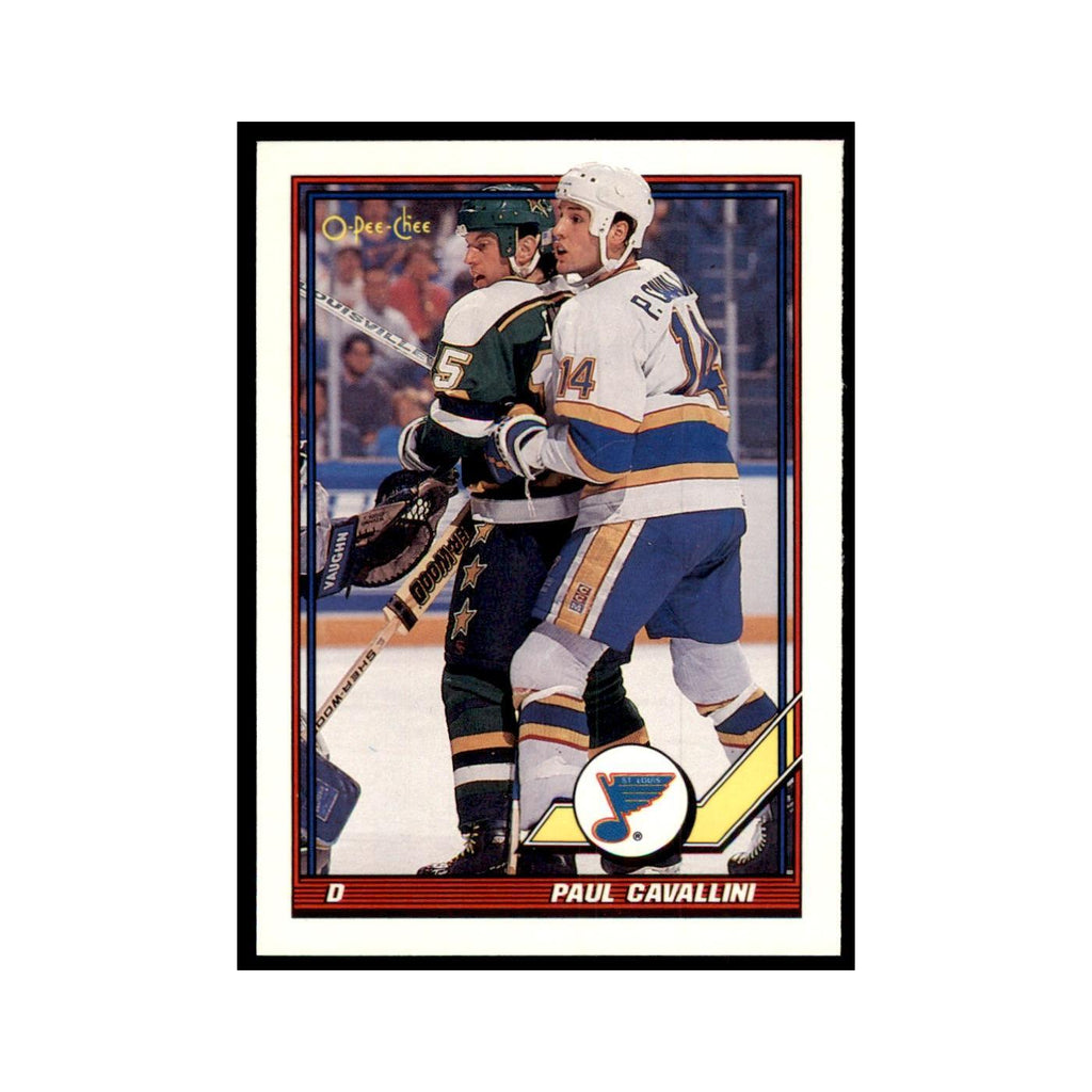 Paul Cavallini 1991 O-Pee-Chee #328 St. Louis Blues Hockey Card NM