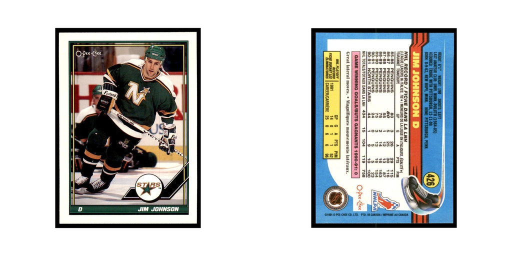 Jim Johnson 1991 O-Pee-Chee #426 Minnesota North Stars Hockey Card NM